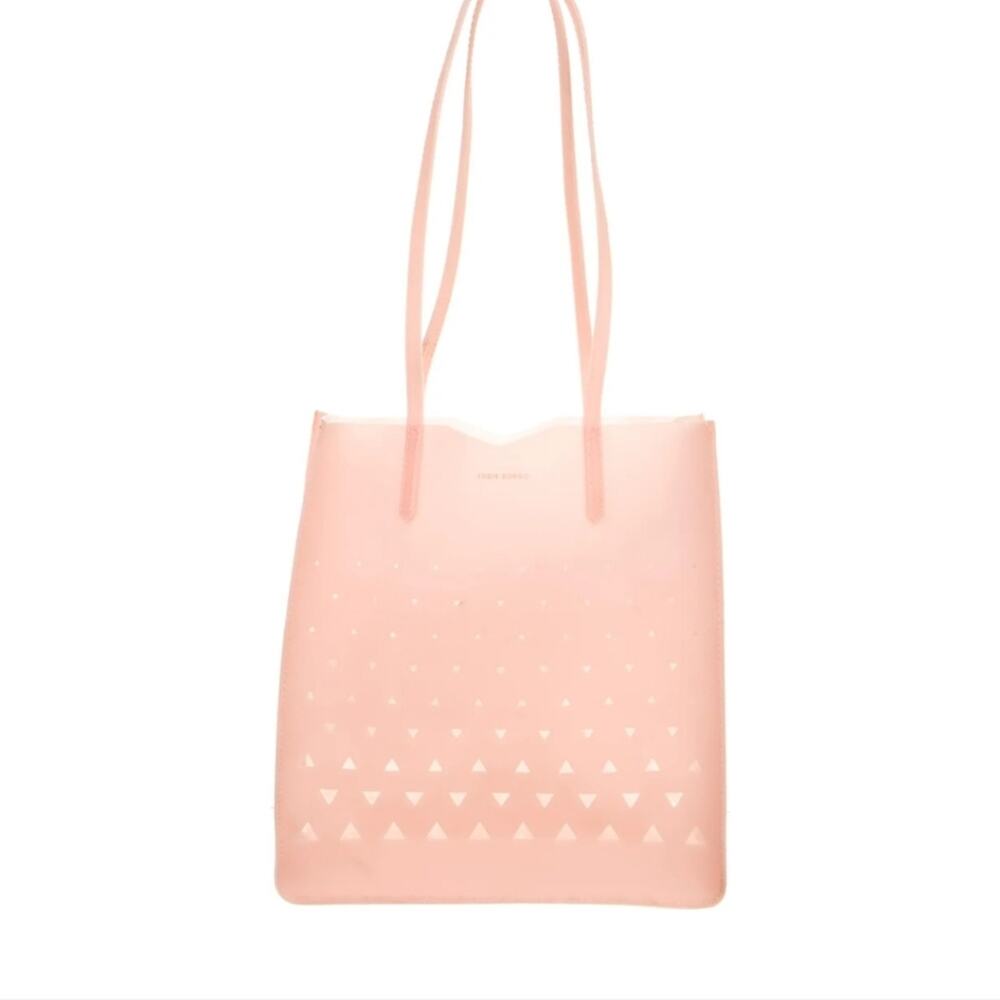 EDDIE BORGO Neiman Marcus Pink Geometric Laser Cut Jelly Tote Bag Open Top Y2K - Picture 6 of 16